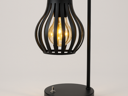 Modern Black Metal Tulip Style LED Lantern Table Lamp ‚Äì Battery Operated Decorative Light