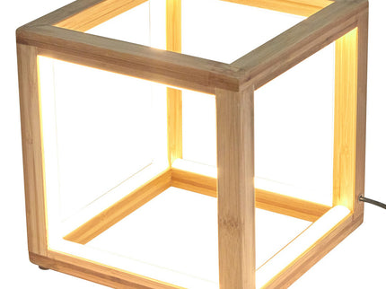 Bamboo Cube LED Lamp Modern Light Minimalistic Scandi - Natural