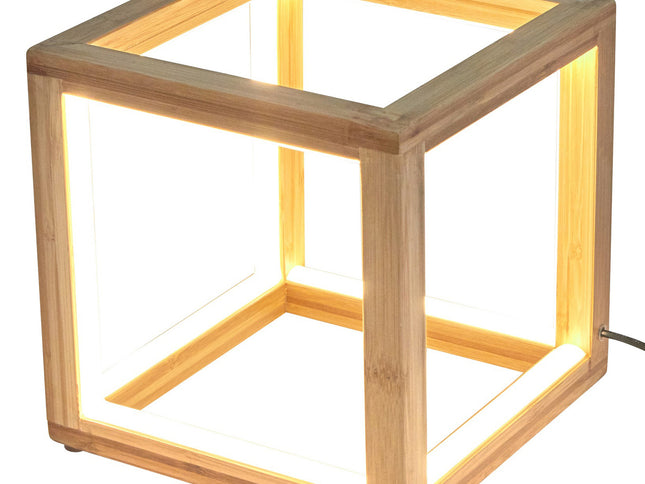 Bamboo Cube LED Lamp Modern Light Minimalistic Scandi - Natural