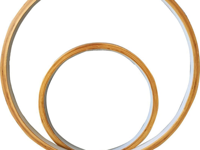 Natural Double Circle Bamboo LED Table Lamp Light Modern Scandi Minimal