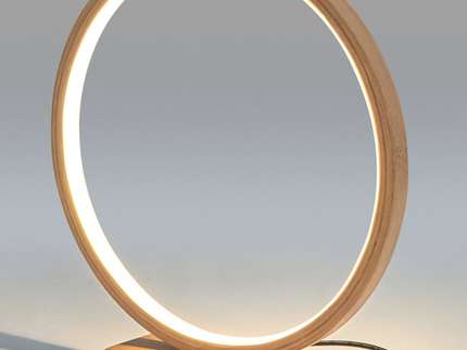 Bamboo Single Ring LED Lamp Light Modern Scandi Minimalistic - Natural