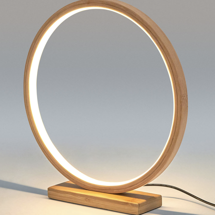 Bamboo Single Ring LED Lamp Light Modern Scandi Minimalistic - Natural