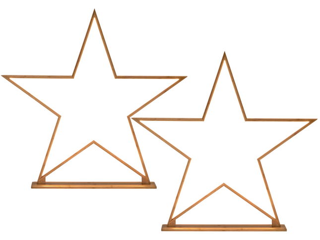 2x Large Bamboo Star w/ LED Strip Table Lamp Light Modern Minimalist Decor - Natural