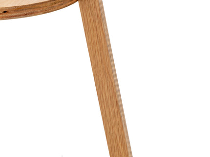 Natural Wooden Tripod Floor Lamp w/ Round Wood Shelf + Off White Linen Shade