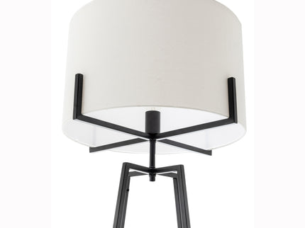 Modern Dimmable Floor Lamp w/ Linen Shade Designer Bedroom Lighting - Matte Black