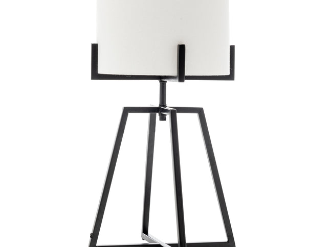 Modern Scandi Metal Dimmable Table Desk Lamp Light w/ Linen Shade - Matte Black