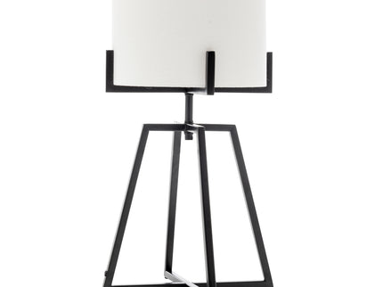 Modern Scandi Metal Dimmable Table Desk Lamp Light w/ Linen Shade - Matte Black