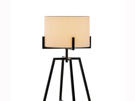 Modern Scandi Metal Dimmable Table Desk Lamp Light w/ Linen Shade - Matte Black