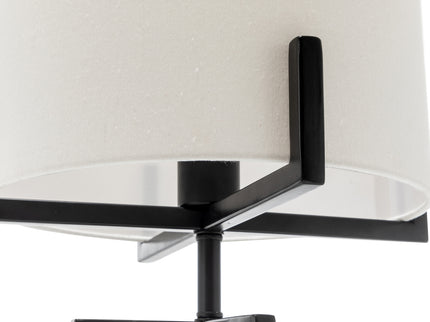 Modern Scandi Metal Dimmable Table Desk Lamp Light w/ Linen Shade - Matte Black