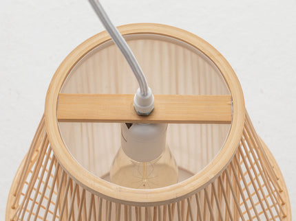 Natural Woven Bamboo Empire Pendant Lamp Hanging Light Bell Shade Boho Tropical