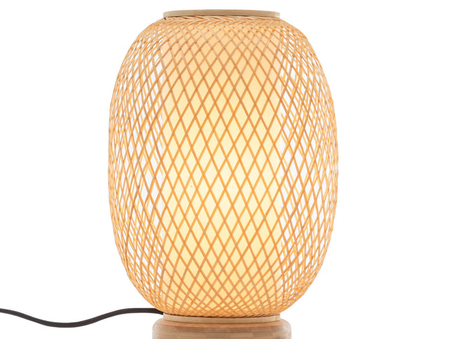 Natural Woven Bamboo Oval Table Lamp Light Shade Boho Tropical Coastal