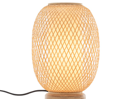 Natural Woven Bamboo Oval Table Lamp Light Shade Boho Tropical Coastal