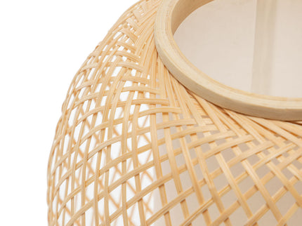 Natural Woven Bamboo Oval Table Lamp Light Shade Boho Tropical Coastal