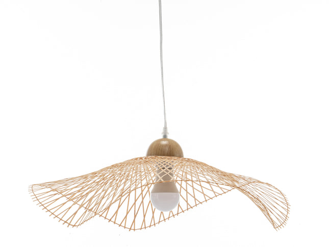 Sophia Natural Hand-Woven Bamboo Wave Pendant Lamp - Small