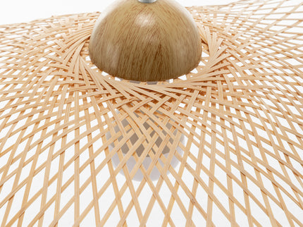 Sophia Natural Hand-Woven Bamboo Wave Pendant Lamp - Small