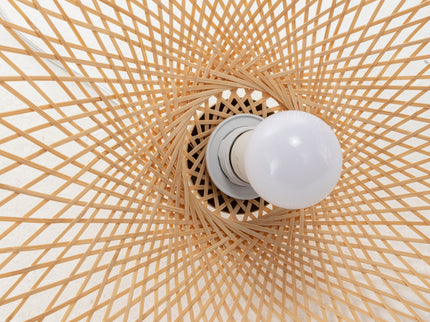 Sophia Natural Hand-Woven Bamboo Wave Pendant Lamp - Small