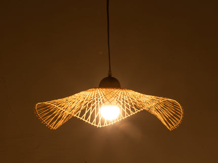 Sophia Natural Hand-Woven Bamboo Wave Pendant Lamp - Small