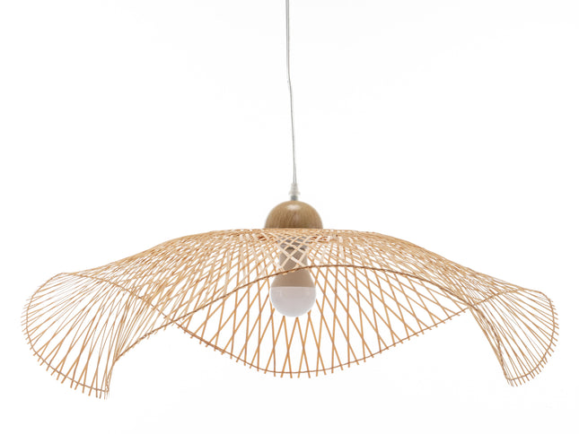 Serene Natural Hand-Woven Bamboo Wave Pendant Lamp Light - Large