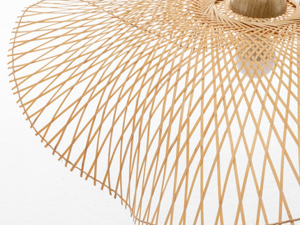 Serene Natural Hand-Woven Bamboo Wave Pendant Lamp Light - Large