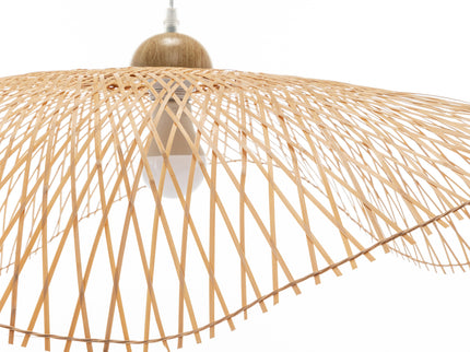 Serene Natural Hand-Woven Bamboo Wave Pendant Lamp Light - Large