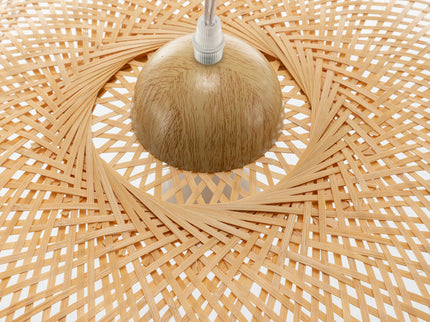 Serene Natural Hand-Woven Bamboo Wave Pendant Lamp Light - Large