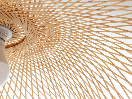 Serene Natural Hand-Woven Bamboo Wave Pendant Lamp Light - Large