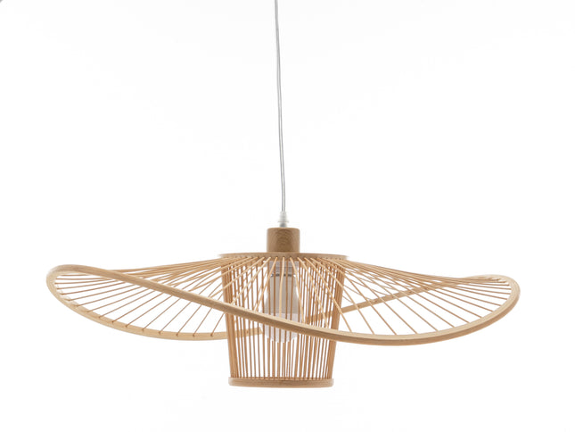 Elysian Breeze Natural Hand-Woven Bamboo Wide Brim Pendant Lamp