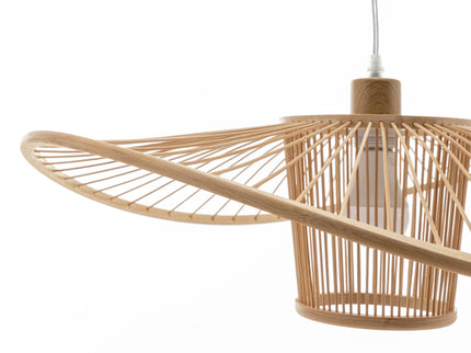 Elysian Breeze Natural Hand-Woven Bamboo Wide Brim Pendant Lamp