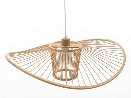 Elysian Breeze Natural Hand-Woven Bamboo Wide Brim Pendant Lamp