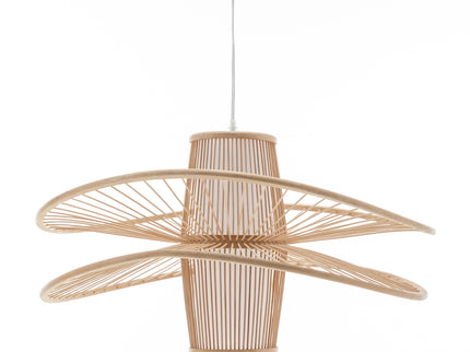 Elysian Breeze Double Natural Hand-Woven Bamboo Double Wide Pendant Lamp Light