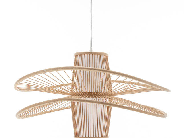 Elysian Breeze Double Natural Hand-Woven Bamboo Double Wide Pendant Lamp Light