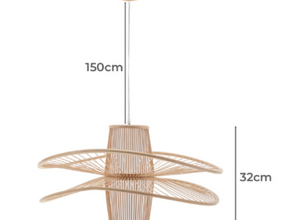 Elysian Breeze Double Natural Hand-Woven Bamboo Double Wide Pendant Lamp Light