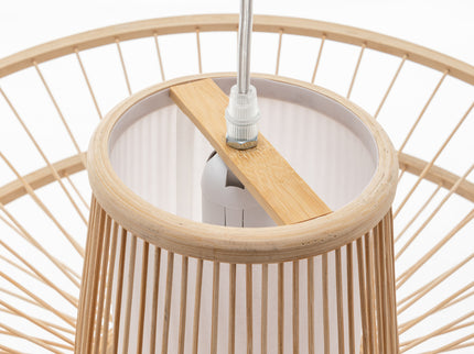 Elysian Breeze Double Natural Hand-Woven Bamboo Double Wide Pendant Lamp Light