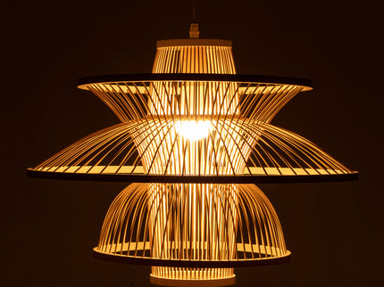 Aurora Natural Hand-Woven Bamboo 3-Layer Pendant Lamp Light