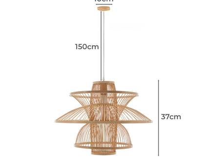 Aurora Natural Hand-Woven Bamboo 3-Layer Pendant Lamp Light