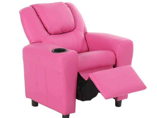 Oliver Kids Recliner Chair Sofa Children Lounge Couch PU Armchair - Pink