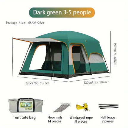 Tasman 3-5 Person Tent Camping Hiking Festival Sleeping - Green