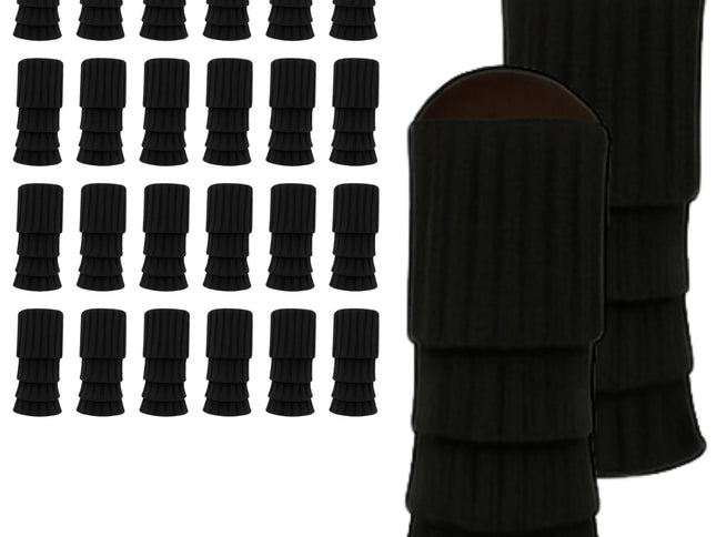 24x Womens Leg Warmers Disco Winter Knit Dance Party Crochet Legging Socks Costume - Black