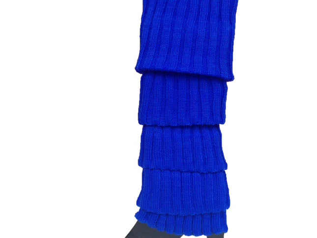 24x Womens Leg Warmers Disco Winter Knit Dance Party Crochet Legging Socks Costume - Blue