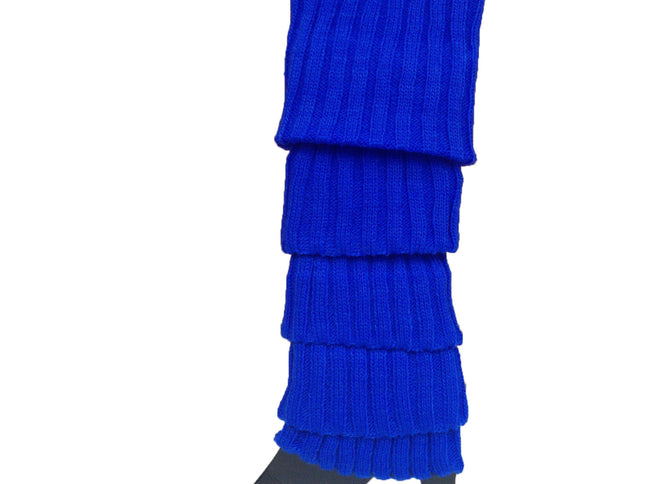24x Womens Leg Warmers Disco Winter Knit Dance Party Crochet Legging Socks Costume - Blue