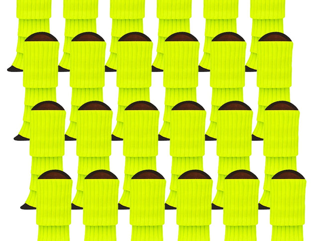 24x Womens Leg Warmers Disco Winter Knit Dance Party Crochet Legging Socks Costume - Fluro Yellow