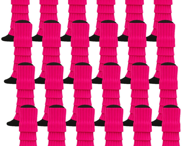 24x Womens Leg Warmers Disco Winter Knit Dance Party Crochet Legging Socks Costume - Hot Pink