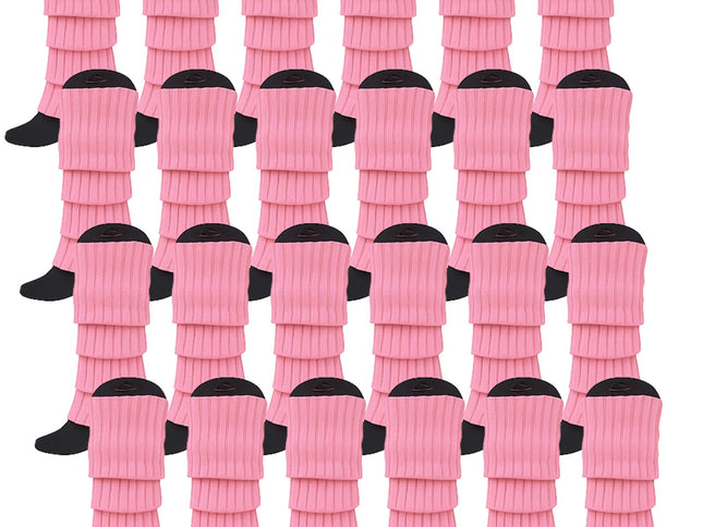 24x Womens Leg Warmers Disco Winter Knit Dance Party Crochet Legging Socks Costume - Light Pink