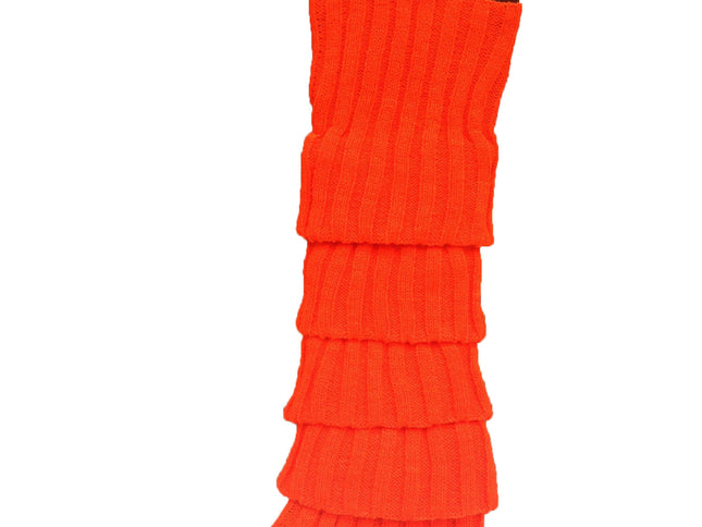 24x Womens Leg Warmers Disco Winter Knit Dance Party Crochet Legging Socks Costume - Orange