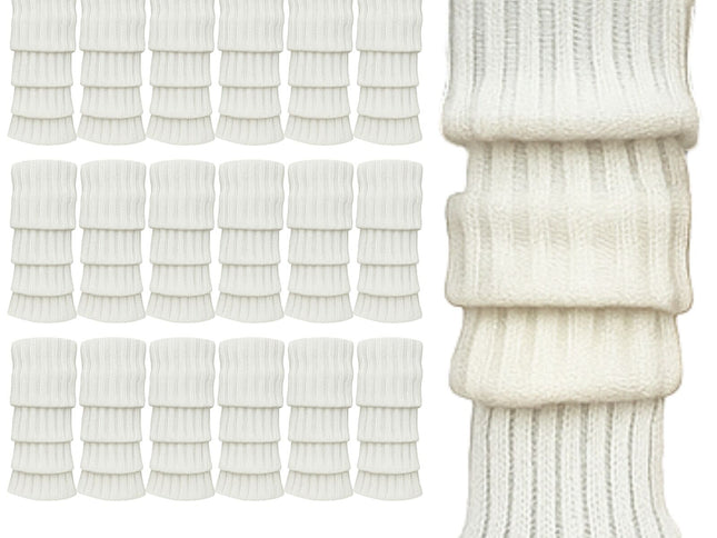 24x Womens Leg Warmers Disco Winter Knit Dance Party Crochet Legging Socks Costume - White
