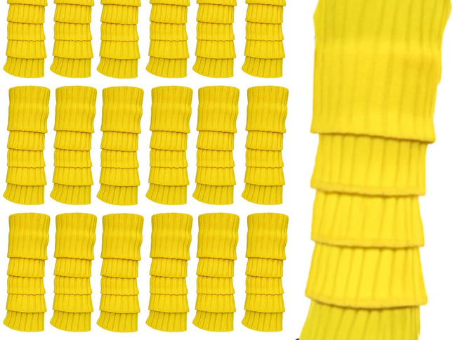 24x Womens Leg Warmers Disco Winter Knit Dance Party Crochet Legging Socks Costume - Yellow