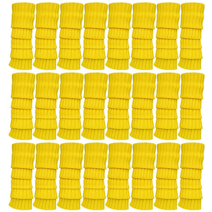 24x Womens Leg Warmers Disco Winter Knit Dance Party Crochet Legging Socks Costume - Yellow