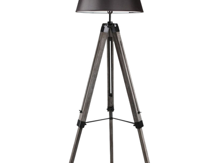 LARGE TRIPOD FLOOR LAMP Linen Shade Modern Light Retro Vintage Wooden