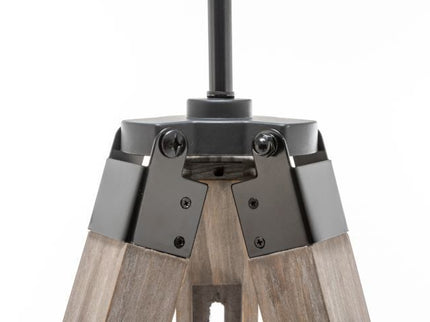 LARGE TRIPOD FLOOR LAMP Linen Shade Modern Light Retro Vintage Wooden