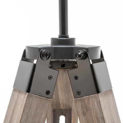 LARGE TRIPOD FLOOR LAMP Linen Shade Modern Light Retro Vintage Wooden